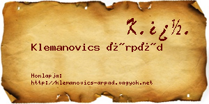 Klemanovics Árpád névjegykártya