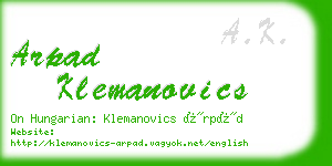 arpad klemanovics business card